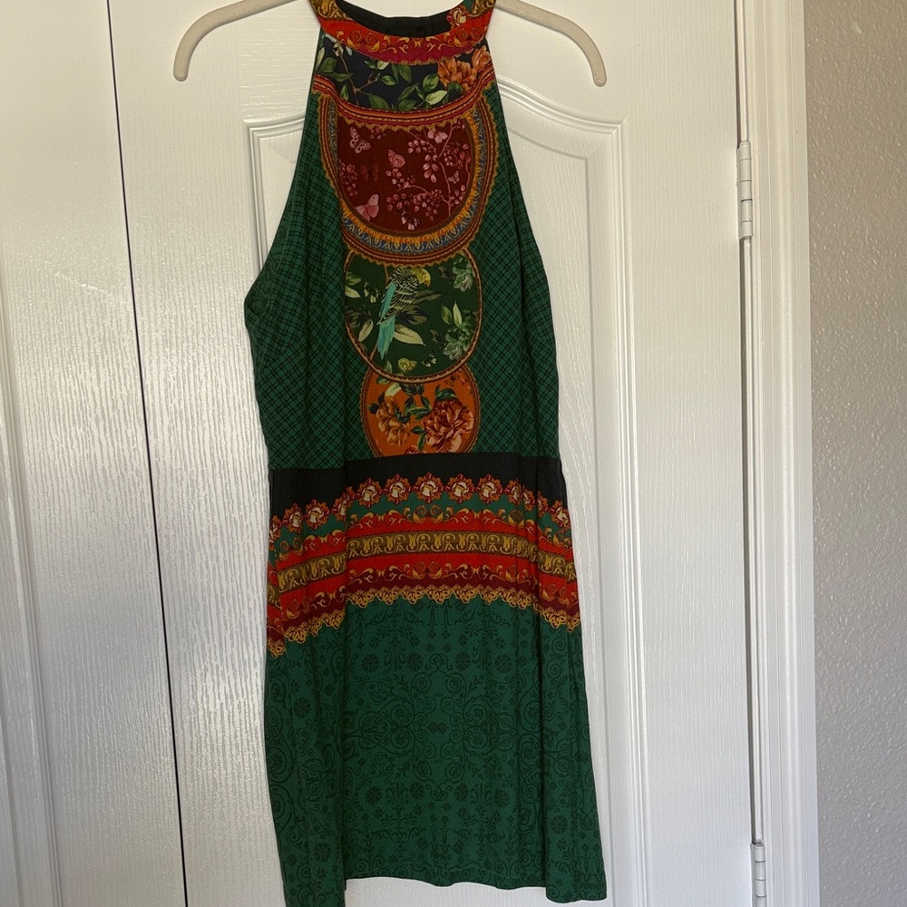 FARM Rio Green Halter Mini Dress, Rare find! Size Large